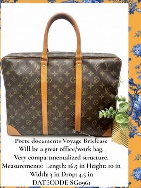 Louis Vuitton Brown Monogram Briefcase with Tan Trim